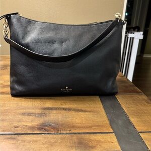 Kate Spade Black Leather Handbag with Gold Accents
